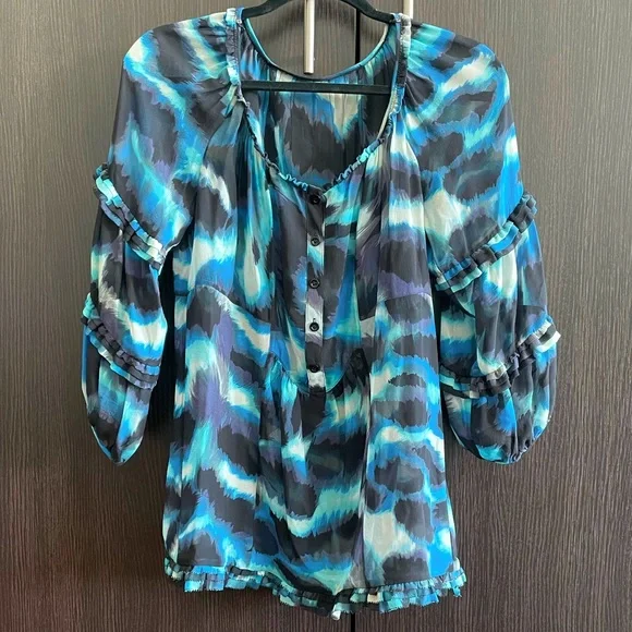 Haut Sans Manches DVF - Imprimé Abstrait Noir Et Rose - Taille 10 - Soie - Neuf Avec étiquettes